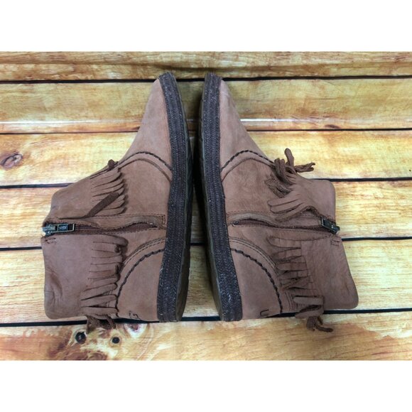 UGG Tiana Fringe Ankle Booties Brown Leather Side Zip Casual 1005454 Womens 10 ( - Picture 6 of 10